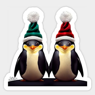 Couple of cute Christmas penguins Sticker